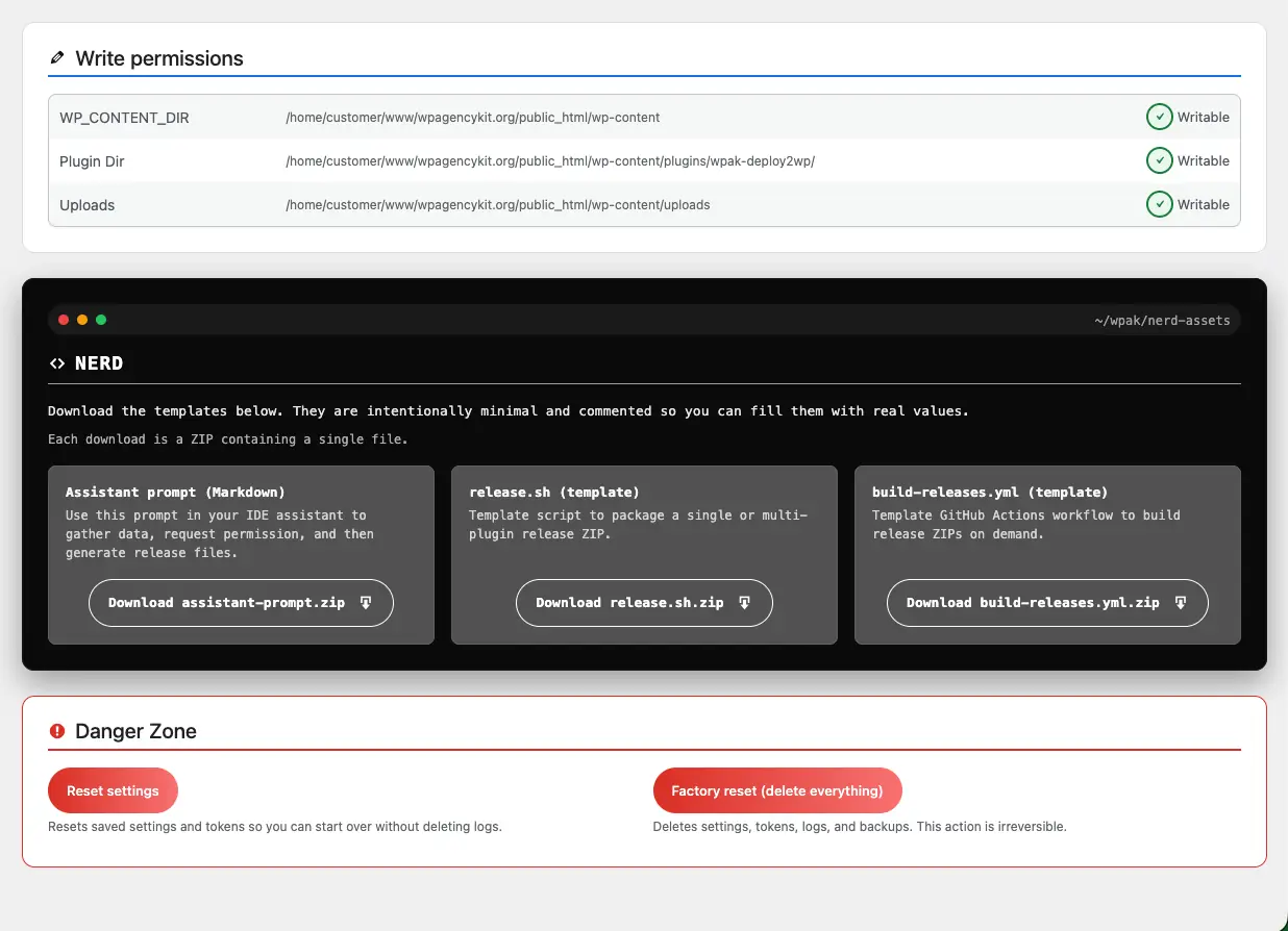 WPAK-Deploy2WP screenshot