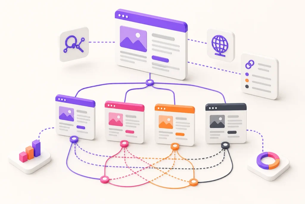 Multilingual WordPress pages connected through a coordinated agency SEO system